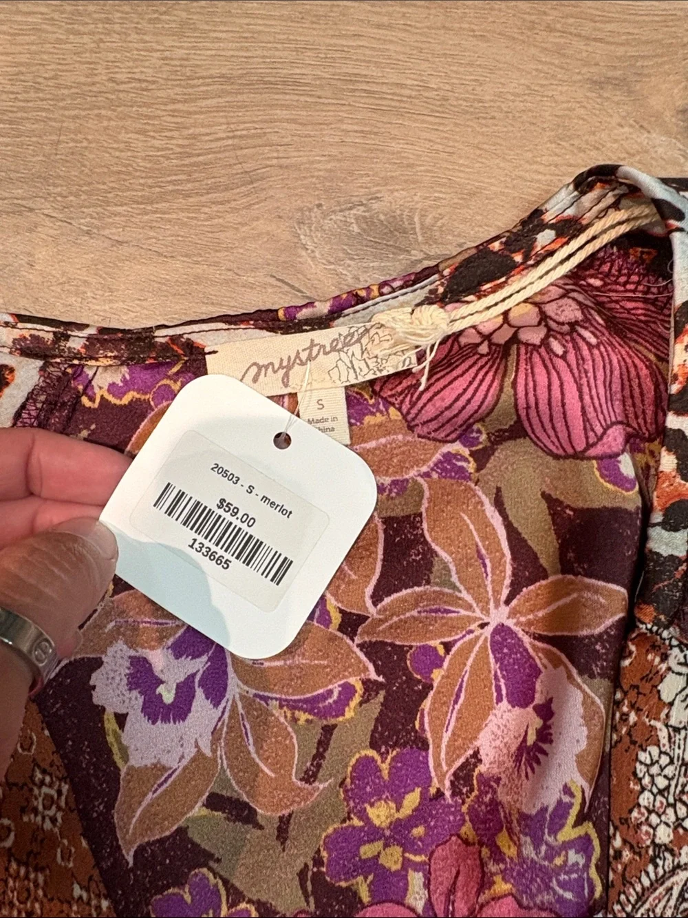 MYSTREE BOHO LEOPARD/FLORAL BLOUSE - Picture 3 of 3